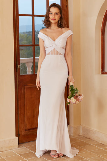 Off Shoulder Robe de mariée sirène blanche